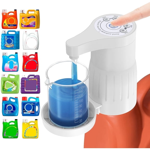 Electric Laundry Detergent Pump USB Rechargeable with Graduated Cup Reusable Laundry Detergent Dispenser