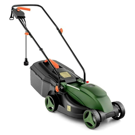Electric Lawn Mower, 10-AMP 13-Inch Corded Walk-Behind Lawnmower with Collection Box, 3 Adjustable Height Position, Self Locking Function, Push Lawn Mower for Backyard