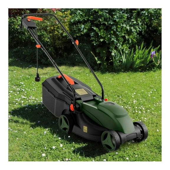 Electric Lawn Mower 13.5 Inch, 15A Corded Mower with 9 Gal Collection Box, 3-Position Height Adjustment, Foldable Handle, Lightweight Lawn Mower