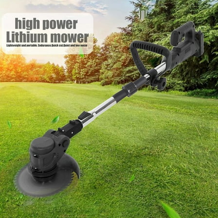 Electric Lawn Mower, Batteries Supply Rechargeable D-Shaped Handle 2 Wheel Electric Lawn Mower 3 in 1 Brush Cutter Cordless Grass Trimmer