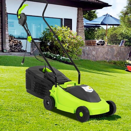 XF XINFENG Electric Lawn Mower Grass Cutter, Corded 12 Amp, 13-Inch Dethatcher with Collection Box, Automatic Trimmer for Garden