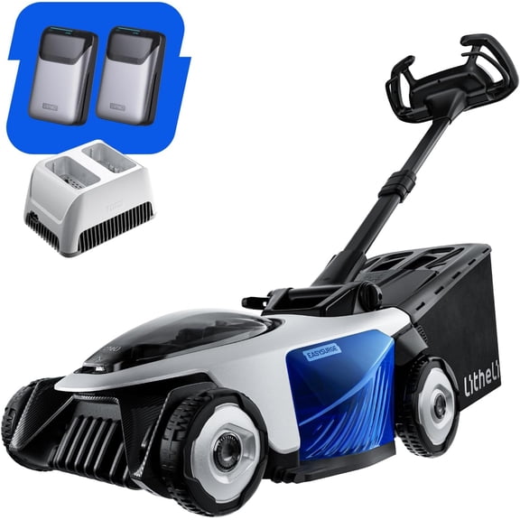 Electric Lawn Mower, Self-propelled Mower Cordless 40V(2x20V) 18.5" Brushless with Cutting Height Adjustment, Higher Rotation Speed, 2 x 4.0Ah Battery and Rapid Charge Included