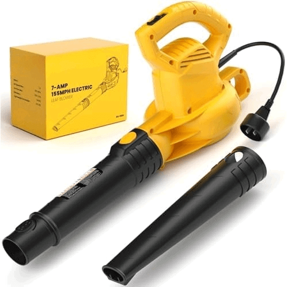 Electric Leaf Blower Corded, 7-AMP Leaf Blowers, 155MPH/350CFM Small Handheld Lawn Blower Lightweight & Portable for Lawn Care$$Garden & Patio
