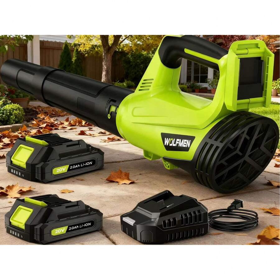 Electric Leaf Blower, Electric Cordless Leaf Blower With 2 Batteries And Charger, 2 Speed Mode, Lightweight Leaf Blowers For Blowing Leaves, Patio Cleaning, Lawn Care And Dust,Christmas Gift