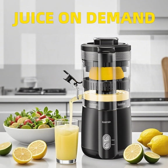 Electric Lemon Juicer, Hand-Free Citrus Juicer Machine with Cleaning Brush, Automatic Juice Squeezer for Lemon, Lime, Grapefruit, Pomegranate, One-Touch Operation & Easy Clean