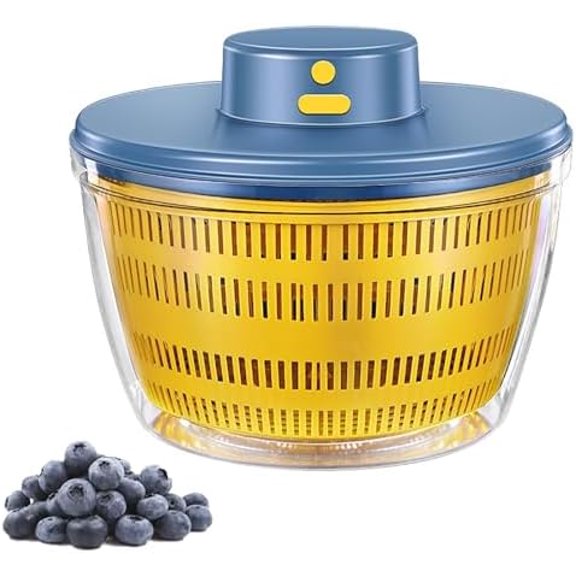 Electric Lettuce Spinner, Rotary Veggie Washer with Outer Bowl, 4L Large Capacity and Good Double-Layer Design, Removable Strainer Basket and Fast Cleaning, for Lettuce, Fruits and Vegetables