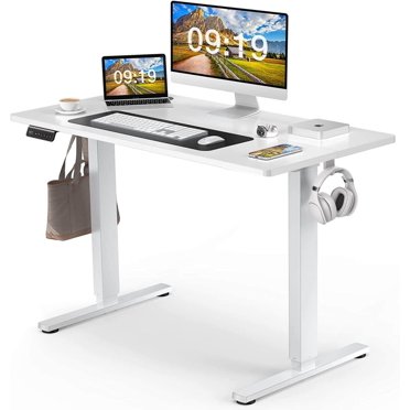 FlexiSpot FS-EW9-SD 48-inch Standing Desk – Height Adjustable With Drawer, USB Ports, White