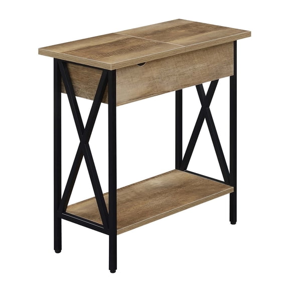 Electric Lift Top Table with Charging Station & Shelf - Modern End Table