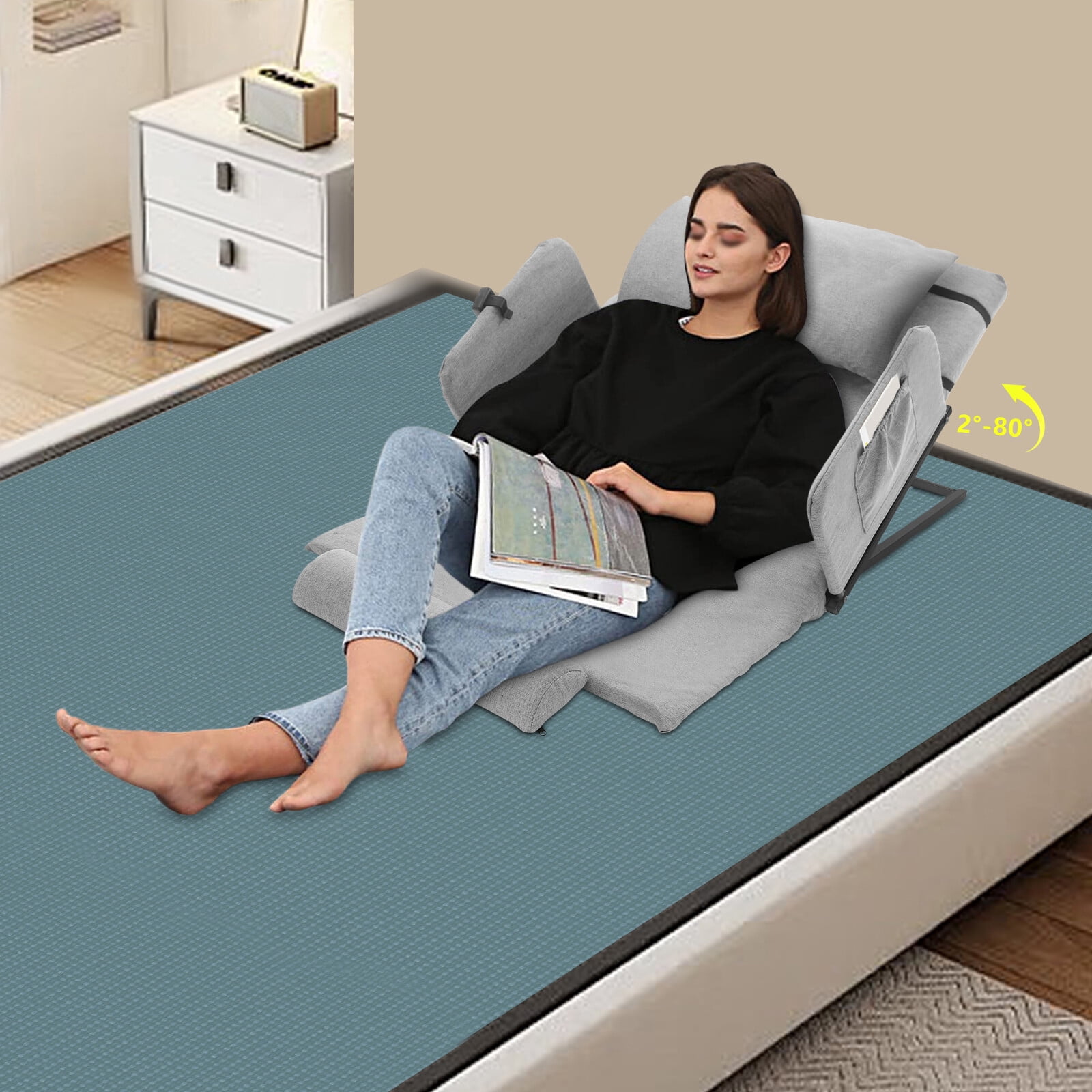 Electric Lifting Backrest for Bed, 2-80° Adjustable Back Electric ...