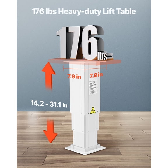 Electric Lifting Column System,176 lbs Lift Table,14.2-31.1 in Height Range,Three-stage Adjustable Desk Column,Telescopic Table Leg,Comes with Power-Supply Option to Control up/Down Motion