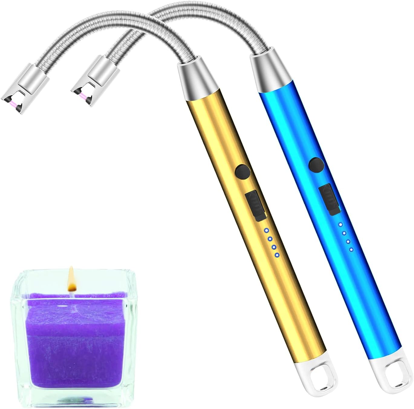 Electric Lighter Candle USB Rechargeable arc Plasma with LED Battery Display Safety Switch Power