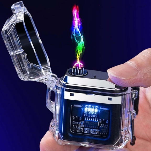 Electric Lighter, Double Transparent Body USB Rechargeable Lighter, Dual Arc Plasma Windproof Flameless Lighter Office&Craft&Stationery