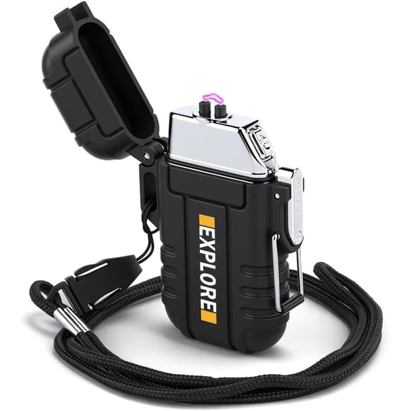 Electric Lighter USB C Rechargeable Plasma Lighter Windproof Flameless Arc Lighters, Waterproof Matches for Camping Hiking Hunting, Survival Tactical Gear Gifts for Men Fathers Husband