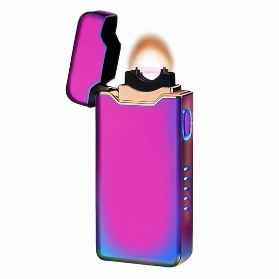 Electric Lighter USB Rechargeable Plasma Arc Lighter, High Power Flame Torch Lighter Windproof with LED Battery Indication for Candle, Incense, Camping Gifts
