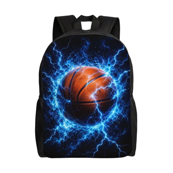 Electric Lightning Basketball Backpack Full Front Print Travel Laptop Bag for Men and Women