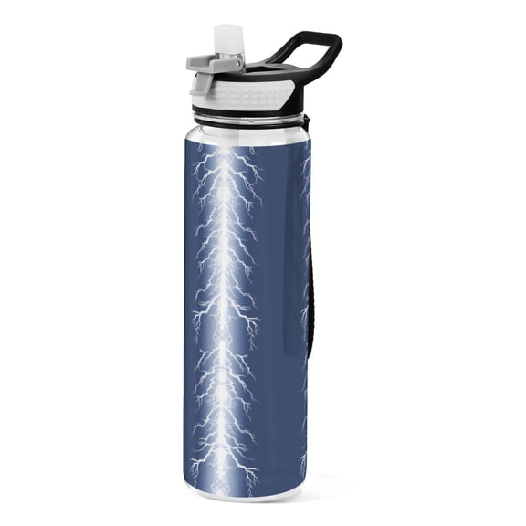 Electric Lightning Strikes 1000ml Tritan Sport Bottle Straw LeakProof Food-Grade Portable Wide Handle