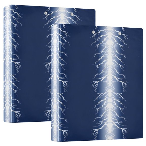 Electric Lightning Strikes 12.4x10.6in PVC Round Ring Binder, D-Ring 3-Hole, Metal Clip, 200 Sheets