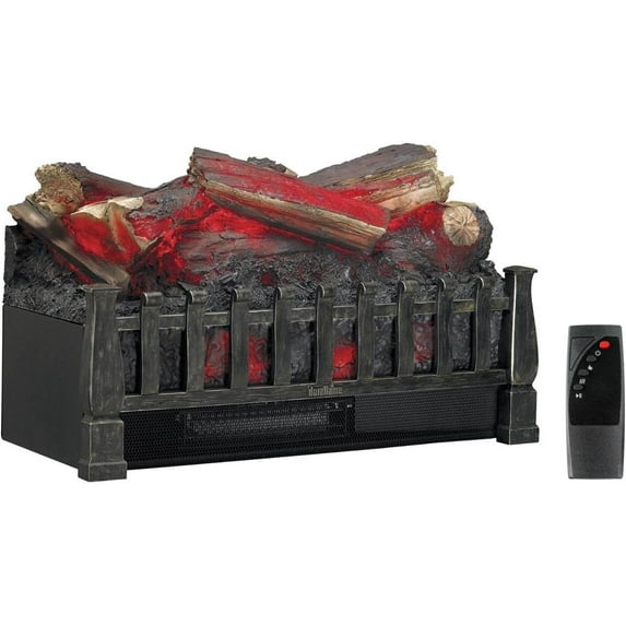 Electric Log Set 1,000 Sq Ft Infrared Heater, Faux Logs Insert with LED Flames for Existing Fireplaces, Crackling Sounds, Remote Control Included