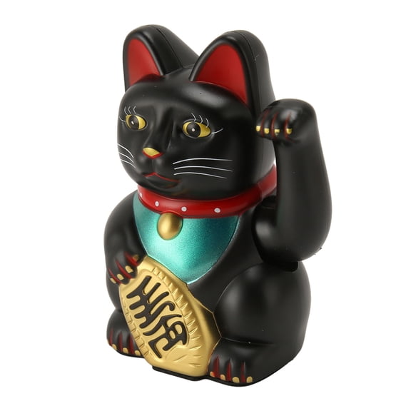 Electric Lucky Cat Fortune Figurine 6 Inches / 15.2 cm Welcoming Feng Shui Beckoning Cat Decor