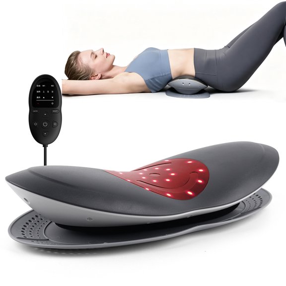 Electric Lumbar Massager, Lower Back Support Device with Airbag System, 3-Level Vibration and Adjustable Heat for Home Office