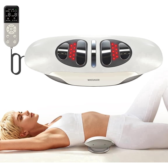 Makemate Electric Lumbar Traction Device, Dynamic Stretch, Hot Compress, Electrotherapy & Vibration Massage for Home Lower Back Fatigue Relief