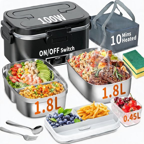 Electric Lunch Box 1.8 L 100 W with Fast Heating