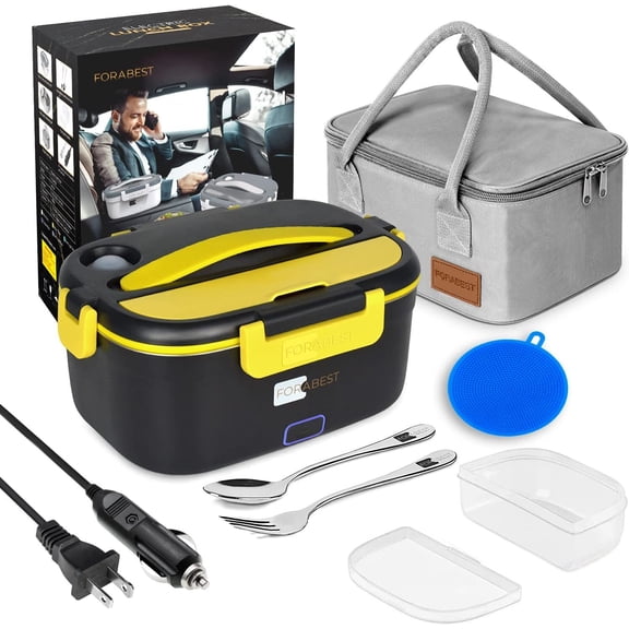 Electric Lunch Box 2-In-1 Food Heater Warmer Portable Insulated Bag Spoon Car