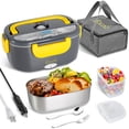 thumbnail image 1 of Electric Lunch Box 60W Food Heater Warmer, Eocolz 2 in 1 Portable Lunch Box for Car Truck Home Work Leak Proof with 1.5L Removable 304 Stainless Steel Container & Spoon 2 Compartments 110V 12V 24V, 1 of 8