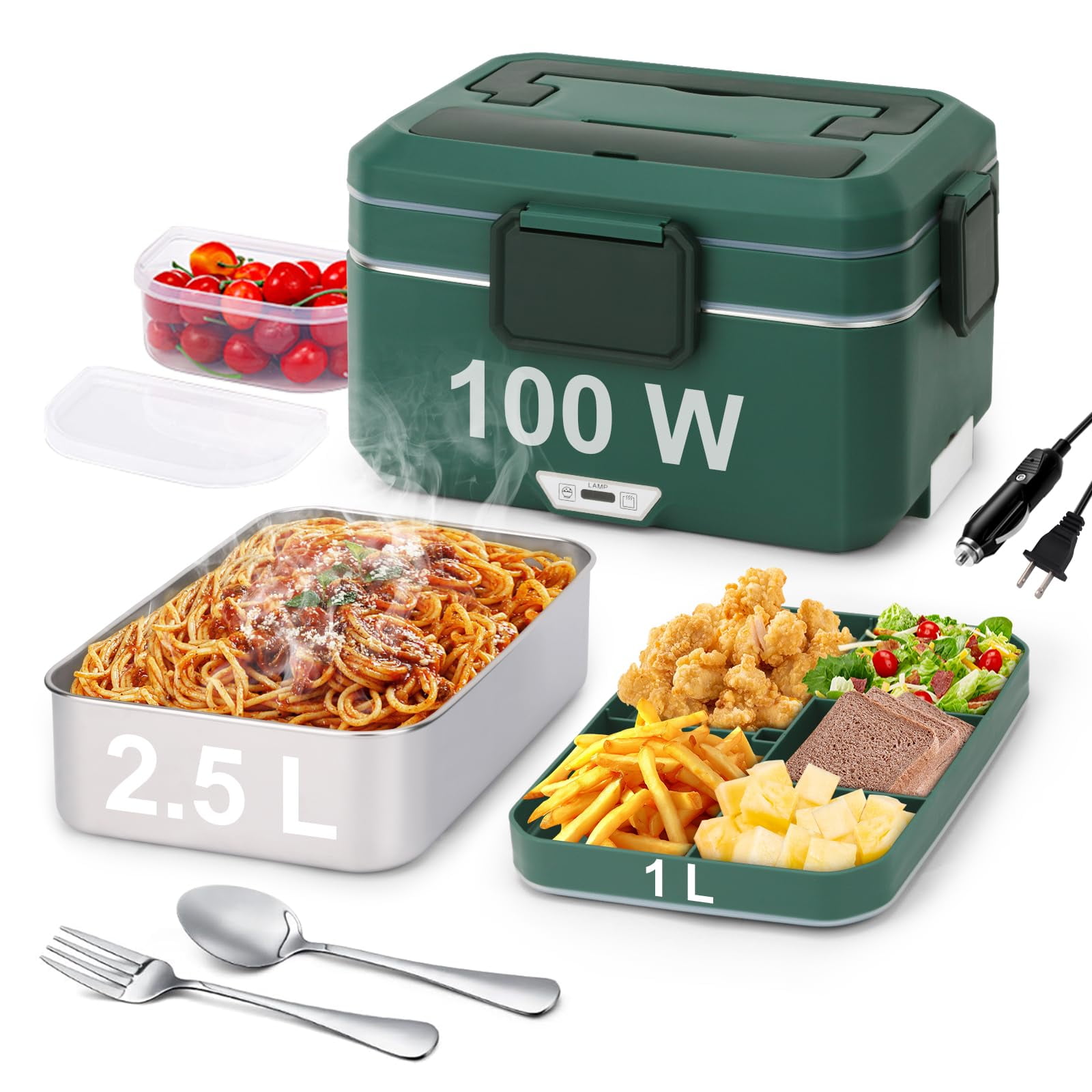 Electric Lunch Box for Adults, 100W 3.5L 2-Layer Portable Food Warmer ...