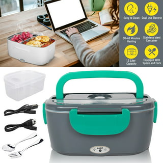 LELINTA Electric Heated Lunch Box, Portable Food Warmer 2 in 1 Lunch Box  for Car Truck Home Office, Upgrade Food Heater 1.5L Large Capacity,Gray