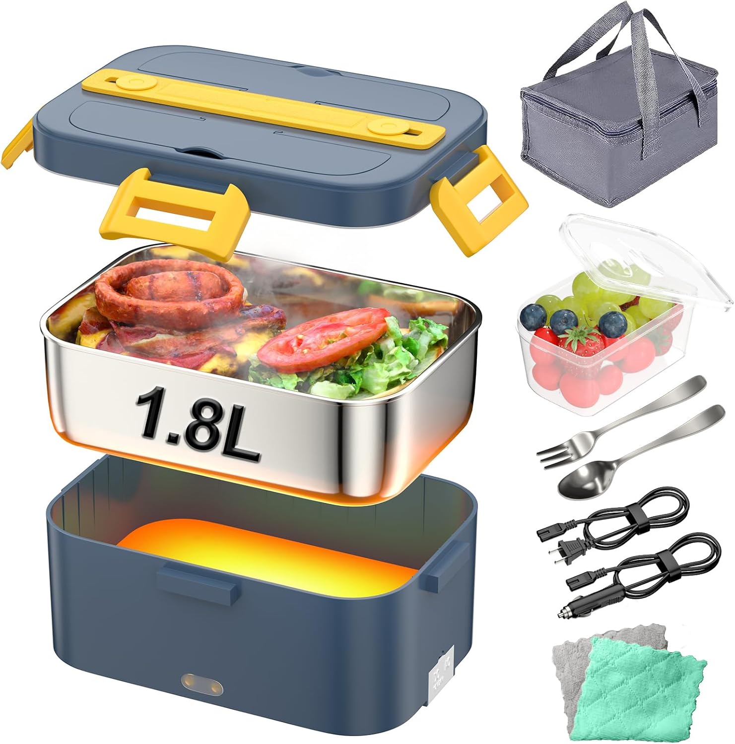 Electric Lunch Box Food Heater 1.8l Portable Lunch Warmer, Upgraded