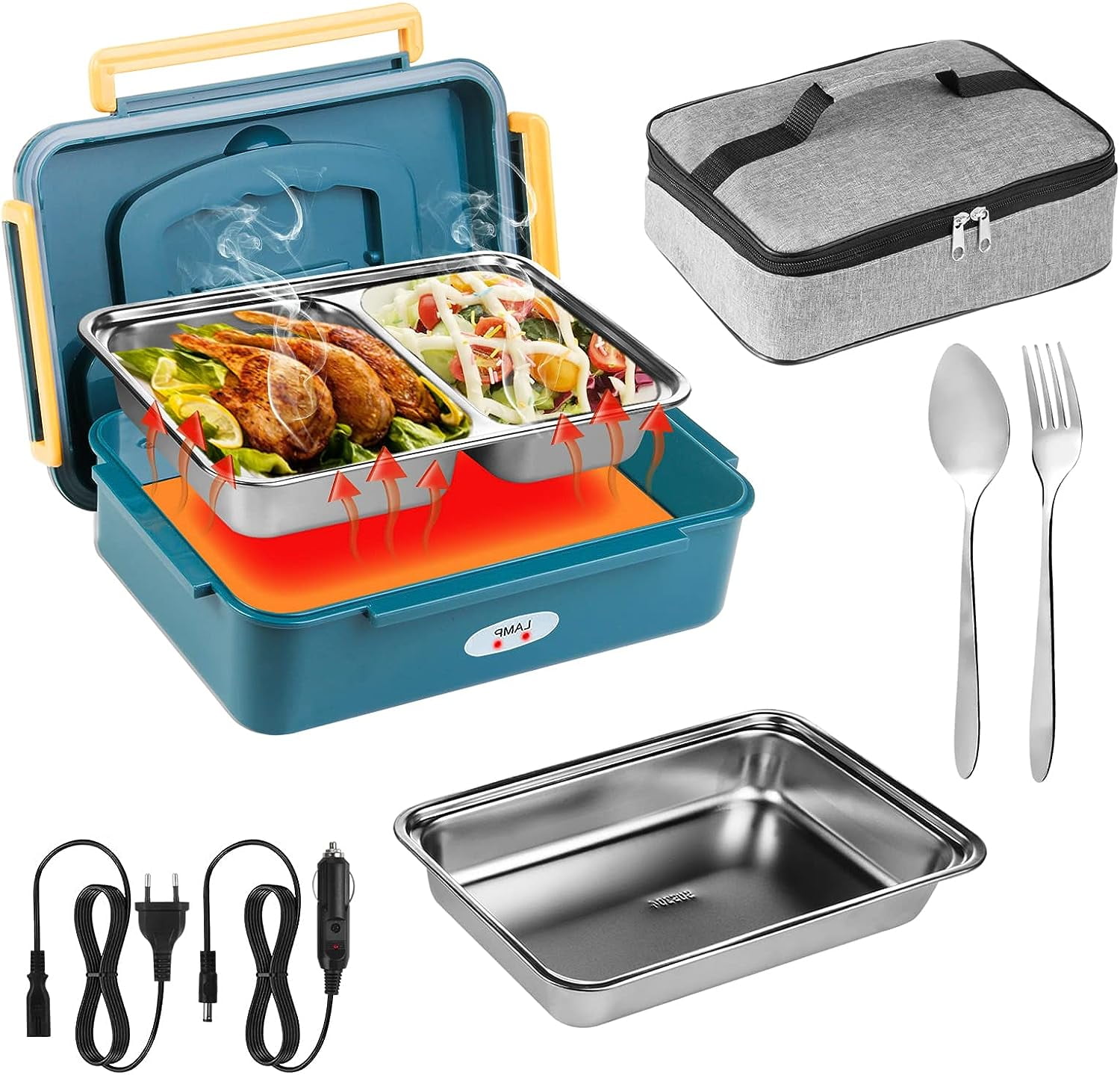 Electric Lunch Box Food Heater, 3 in 1 Food Warmer 12V 24V 110V