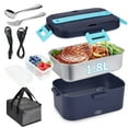 thumbnail image 1 of Electric Lunch Box Food Heater, 80W Heated Lunchbox for Adults, Portable Food Warmer with 1.8L Stainless Steel Container/Fork/Spoon for Car Office School, 2 Compartments with Carry Bag 12V-24V 110V, 1 of 9