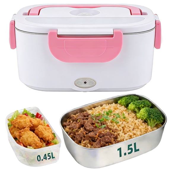 Electric Lunch Box Food Heater Food Warmer with Stainless Container, Heated Lunch Box for Men Stainless Steel Portable Food Warmer for Travel and Work Blackish Pink