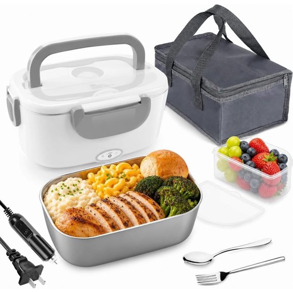 Electric Lunch Box  Heater, 3 in 1 Portable  Warmer Lunch Box for  & , Leak Proof, Lunch Heating Microwave with 304 Stainless Steel Container 1.5 L, 110V/12V/24V