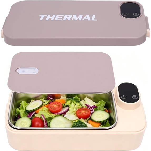 Electric Lunch Box for Men Women, Portable Food Warmer with Timer, 10000mAh Rechargeable Self Heating Soup Heat Container for Work Travel Home Office School
