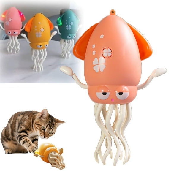 Electric Magic Dancing Octopus Toy, Auto-Avoid Crawling Wiggling Smart Interactive Toy with LED & Music for Pets Indoor Play,ZY Pink