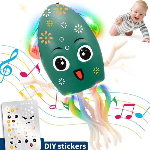 Gmdisc Dancing Octopus Toy for 1 2 3 4 5 Year Old Boy Girl, Tummy Time Electric Crawling Octopus Toys 12-18 Months, Dancing Squid Toy for Walking Toddlers, USB Rechargeable
