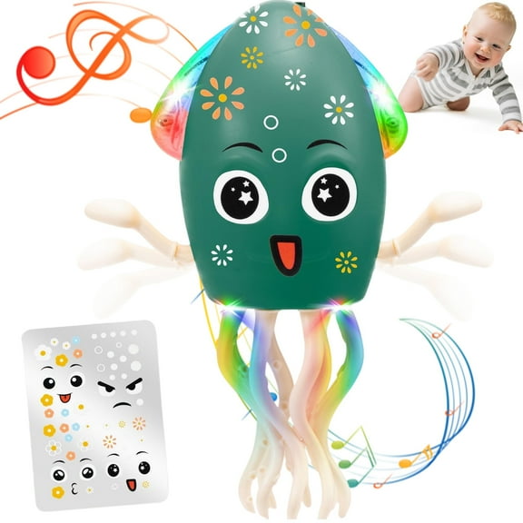 Gmdisc Electric Dancing Octopus Baby Toy, Automatic Obstacle Avoidance Squid Toy with LED&Music, DIY Expressions, Christmas Toys Gifts for Kids