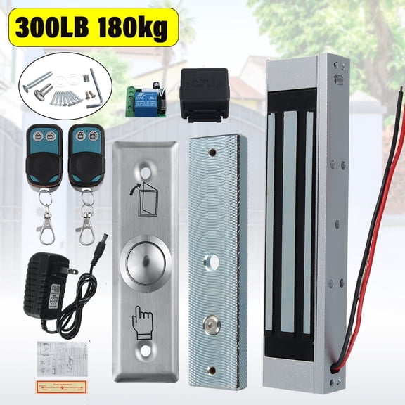 Electric Magnetic Door Lock Kit System Holding Force 300Lbs Door Entry Access with 2 Remote Controls