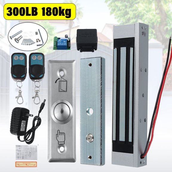 Electric Magnetic Door Lock Kit System Holding Force 300Lbs Door Entry Access with 2 Remote Controls