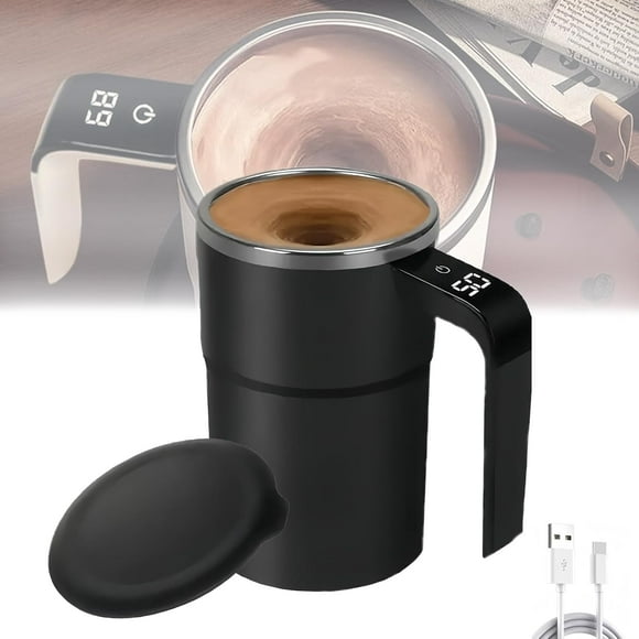 Electric Magnetic Stirrer Coffee Mug with Digital Display, Rechargeable Self Stirring, Automatic for Milk, Tea (1pcs Black)