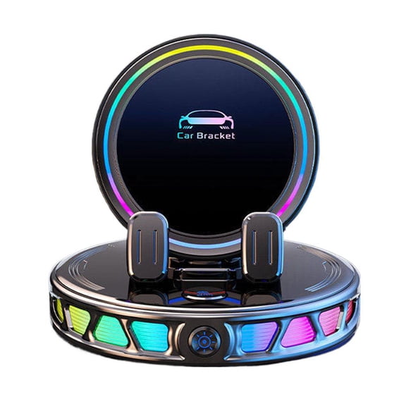 Electric Magnetic Wireless Charging Car Phone Mount, Car Phone Holder with 7 RGB Ambient Light, Strong Suction 360 Adjustable CarPhone Holder, Fits All Phones, for Your Cars