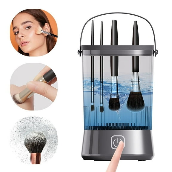Wiher Makeup Brush Cleaner, Automatic Spinning Cosmetic Tool, IP65 Waterproof Automatic Makeup Brush Cleaner for Makeup Sponges and Brushes(Purple)