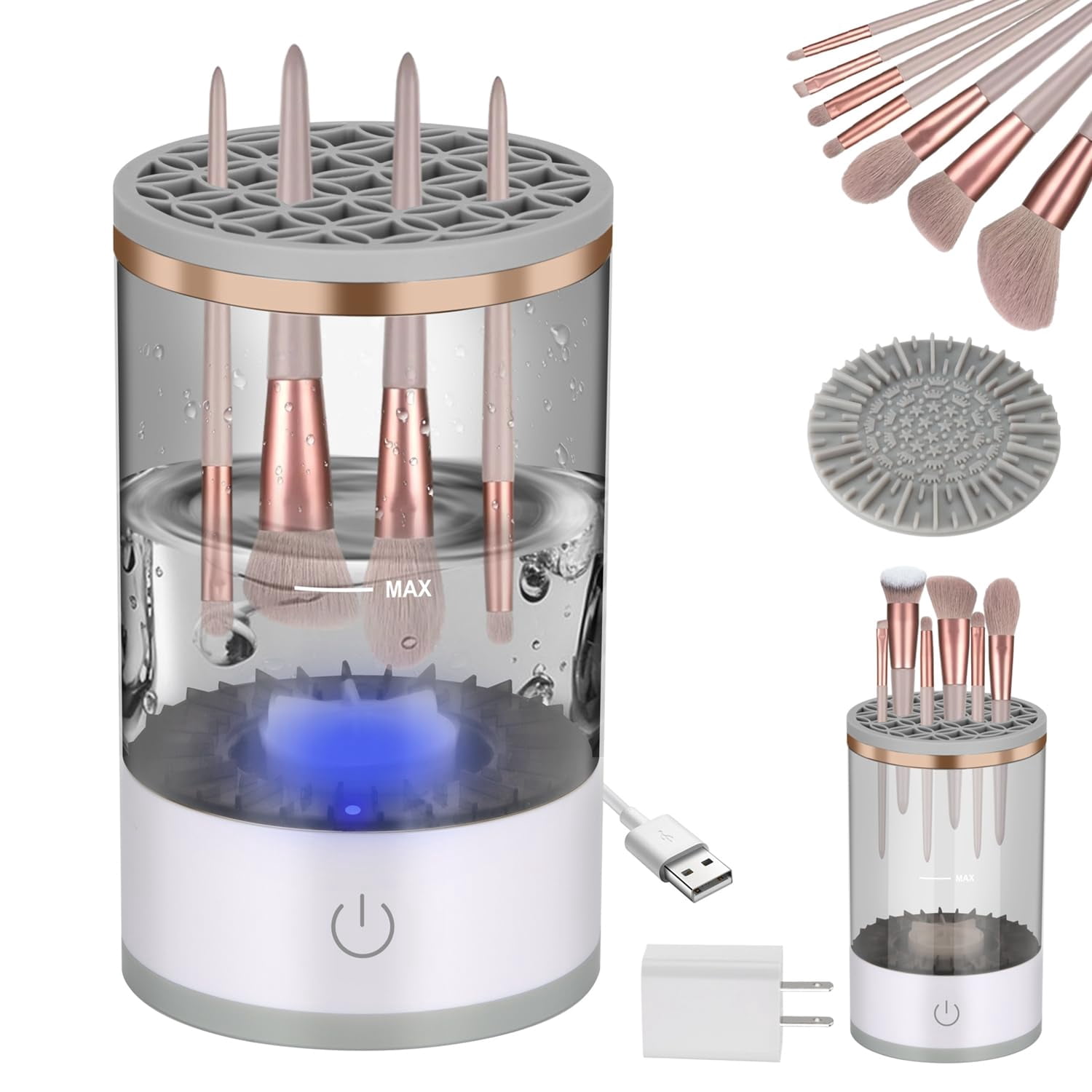 Electric Makeup Brush Cleaner, Cosmetic Brush Cleaner Machine, 2024 New Automatic Spinning Makeup Brush Cleaner, Fit For All Size Makeup Brush,Gift for Women Wife Friend