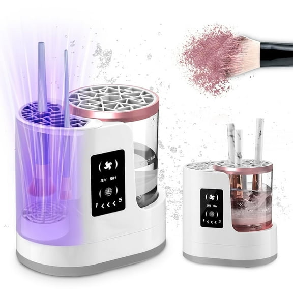 Electric Makeup Brush Cleaner Machine, Automatic Makeup Brush Cleaner with Makeup Brush Dryer-Holder-Portable Automatic USB Cosmetic Brushes Cleaner Tool for Contour, Eyeshadow, Blush Brush