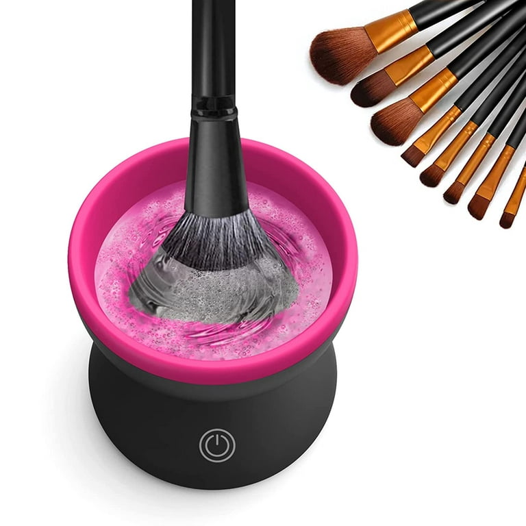 Electric Makeup Brush Cleaner Machine - Portable Automatic USB Cosmetic  Brush Cleaner Tools for All Size Beauty Makeup Brushes Set (Black)