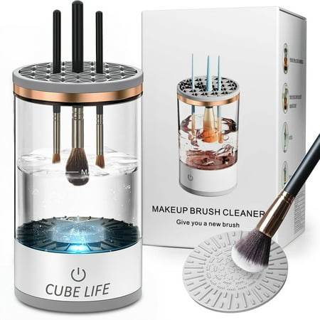 Electric Makeup Brush Cleaner Machine, USB Automatic Spinning Makeup Brush Cleaner, Cosmetic Brush Cleaner For All Size Makeup Brushes, Makeup Brush Cleaner with Brush Clean Mat