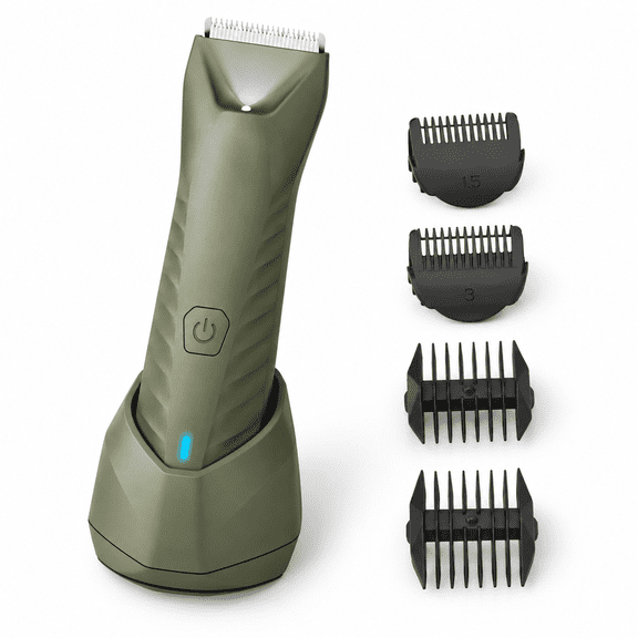 Electric Manscape Trimmer for Men, Metallic Green, for Ball, Pubic, and Groin