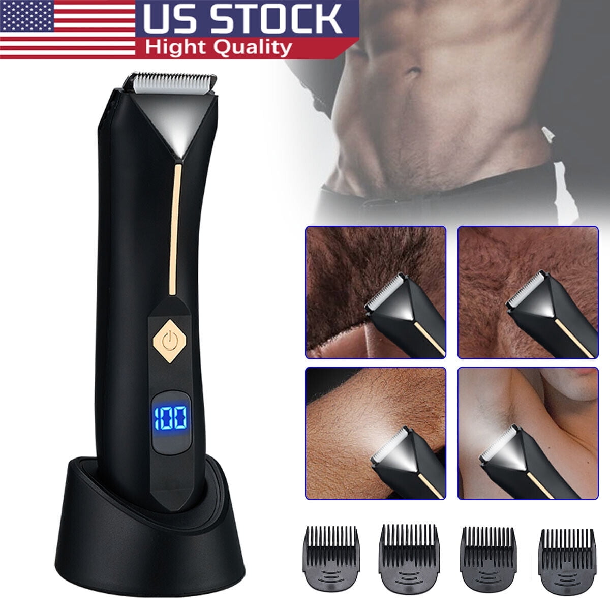 Electric Manscaping Pubic Hair Trimmer Groin Men's Razor Body Shaver Waterproof